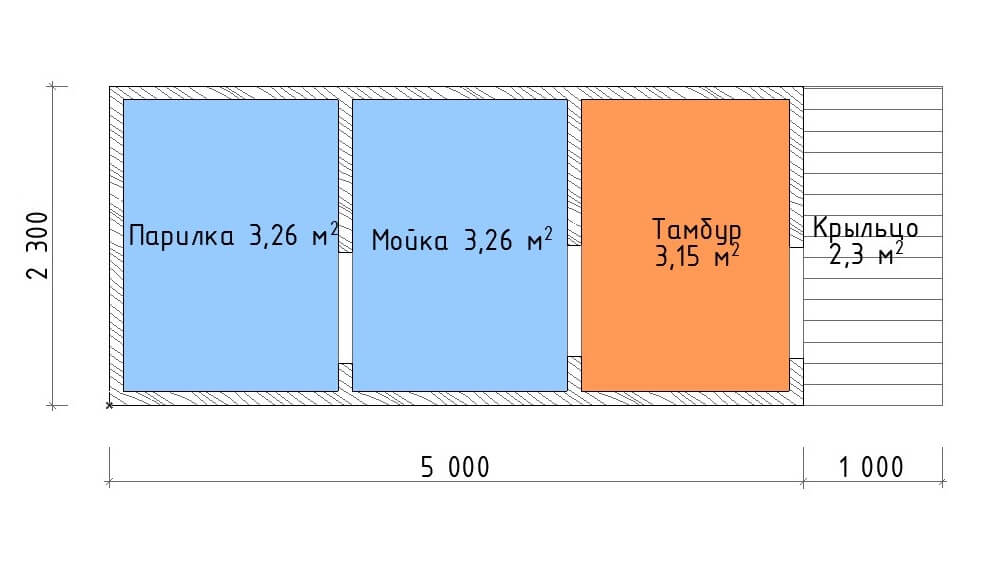 Готовая баня 2.3х6